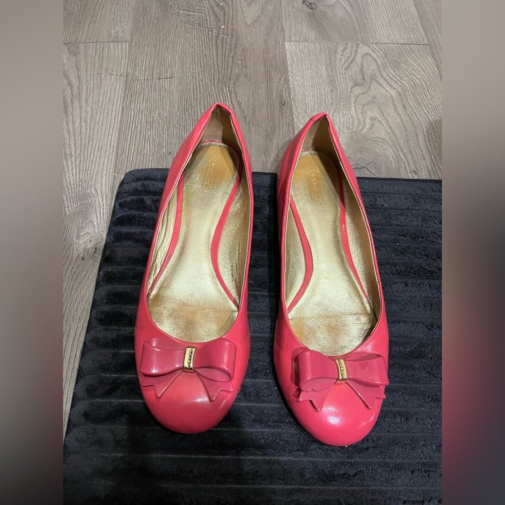 Women's Pink Bow Flats. Coach. Preloved